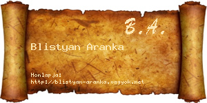 Blistyan Aranka névjegykártya